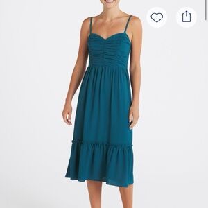 Ruched teal dress 👗